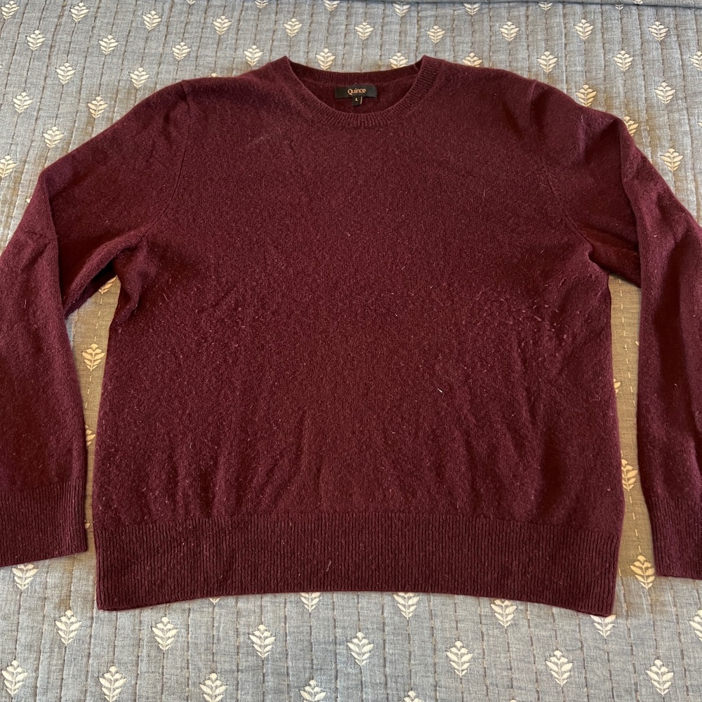 Quince Cashmere Crewneck Sweater – Burgundy